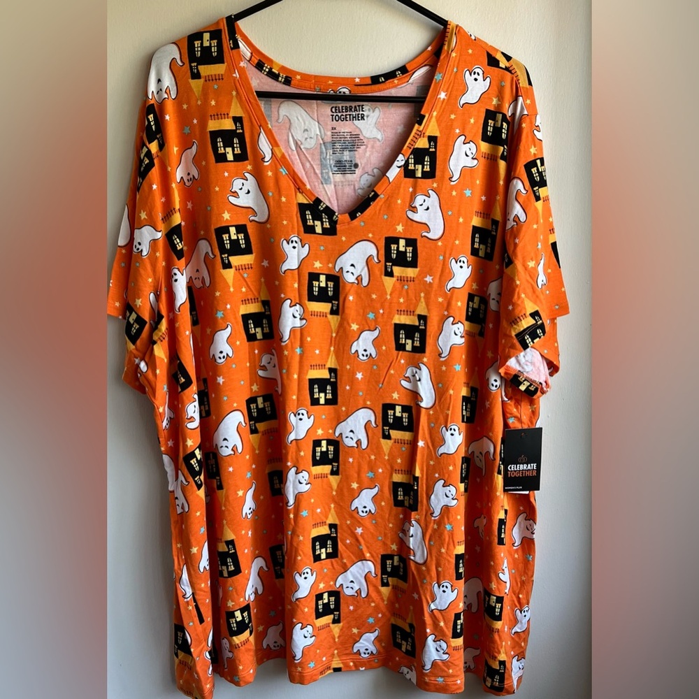 NWT Women’s Halloween Ghost Shirt - Orange